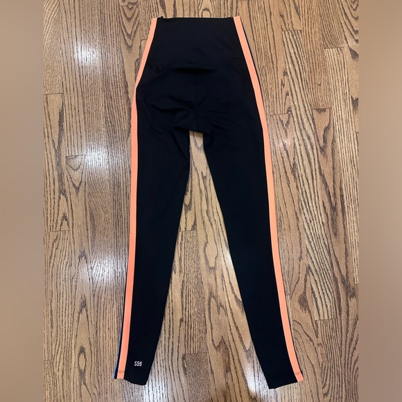Splits59 Black Leggings with Orange and Blue Stripes - Picture 2 of 4